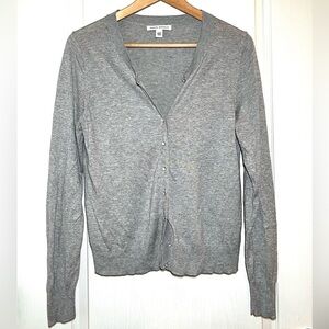 Banana Republic Gray Silk Cotton Blend Cardigan Sweater Basic Minimalist Office
